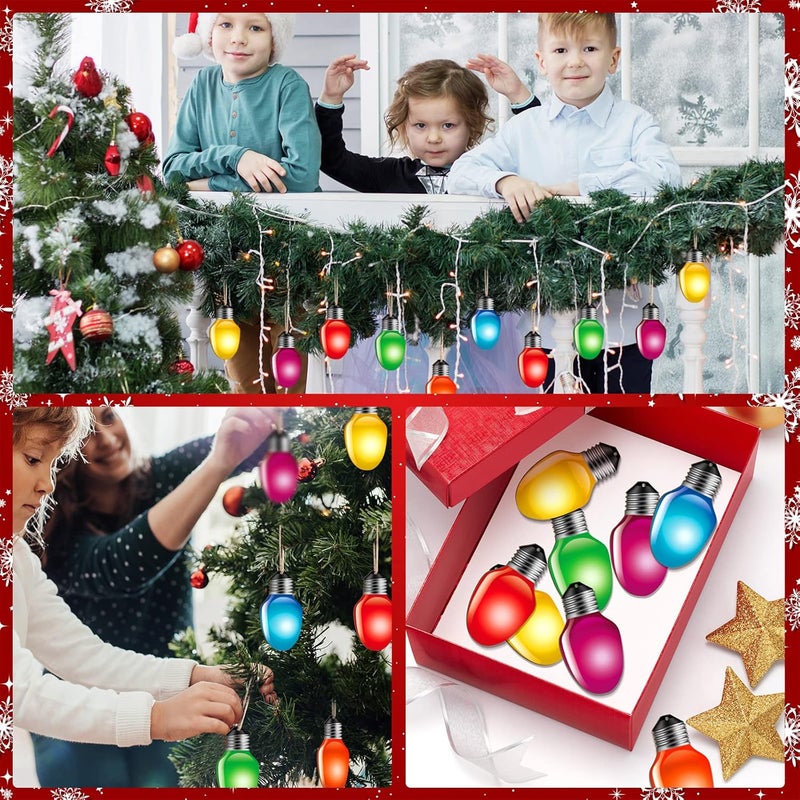 Queekay 48 Pcs Christmas Light Bulbs Cut Outs Wooden Colorful Classroom Decor Hanging Farmhouse Classroom Decor Rustic Reflective Christmas Crafts Wooden Light Bulb Ornaments for Crafts Holiday Christmas - Image 3