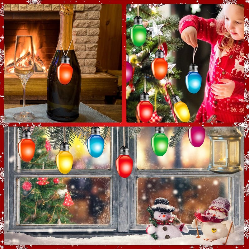 Queekay 48 Pcs Christmas Light Bulbs Cut Outs Wooden Colorful Classroom Decor Hanging Farmhouse Classroom Decor Rustic Reflective Christmas Crafts Wooden Light Bulb Ornaments for Crafts Holiday Christmas - Image 4