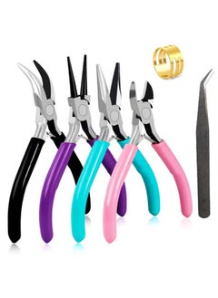 HY 4 Pack Jewelry Pliers Jewelry Making Pliers Tools Kit With Needle Nose Pliers Or Chain Nose Pliers, Round Nose Pliers, Bent Nose Pliers, Wire Cutters For Wire Wrapping Earring Craft Making Supplies  - Image 1