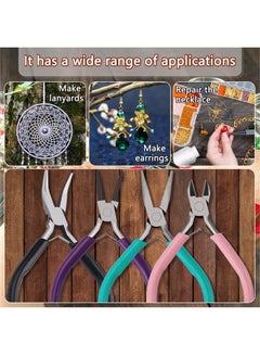 HY 4 Pack Jewelry Pliers Jewelry Making Pliers Tools Kit With Needle Nose Pliers Or Chain Nose Pliers, Round Nose Pliers, Bent Nose Pliers, Wire Cutters For Wire Wrapping Earring Craft Making Supplies  - Image 2