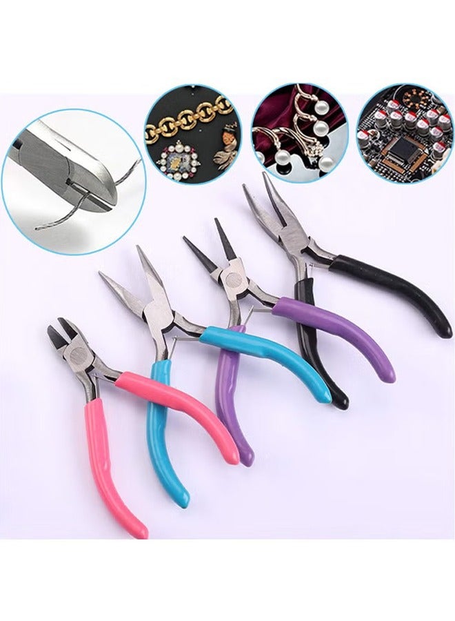 HY 4 Pack Jewelry Pliers Jewelry Making Pliers Tools Kit With Needle Nose Pliers Or Chain Nose Pliers, Round Nose Pliers, Bent Nose Pliers, Wire Cutters For Wire Wrapping Earring Craft Making Supplies  - Image 3