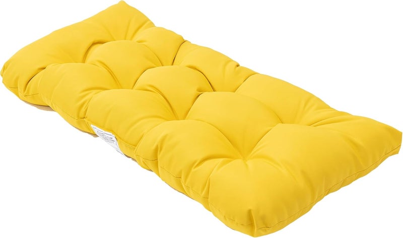 QILLOWAY Outdoor Patio Wicker Seat Cushions Group Loveseat/Two U-Shape/Two Lumbar Pillows for Patio Furniture,Wicker Loveseat,Bench,Porch,Settee of 5 (Yellow) - Image 4