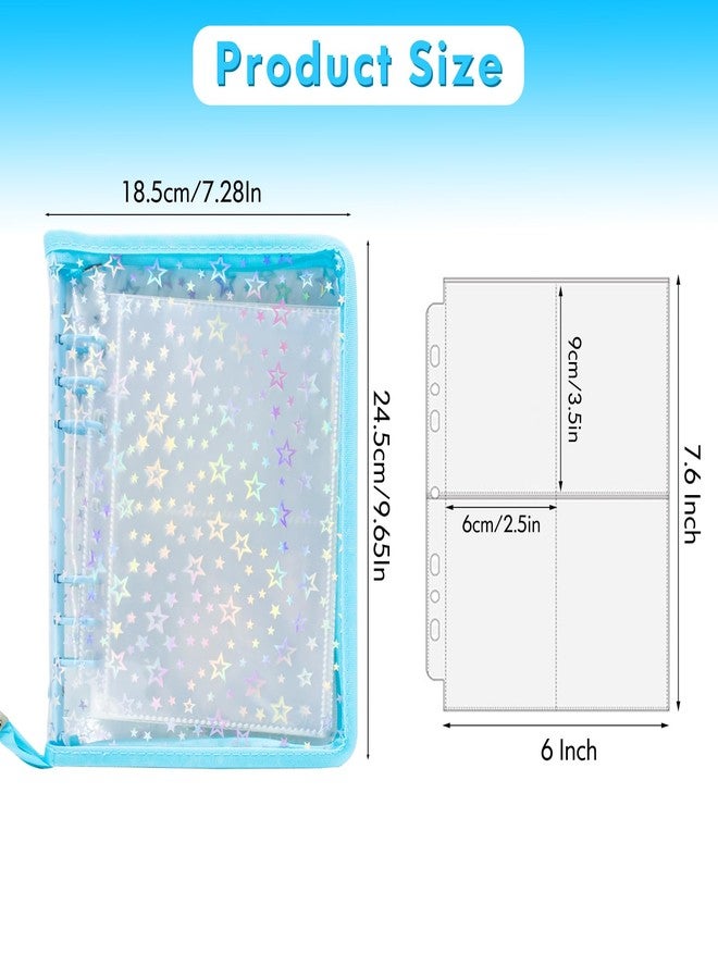 Tugle Kpop Photocard Binder Holder with 30 Pack 4-Pocket Inner Pages, A5 6 Ring Cover Album Book with Zipper for Organizing Trading Card (Blue) - Image 4
