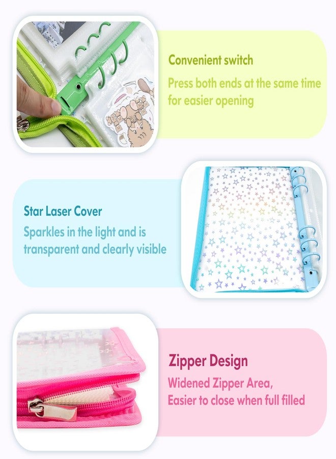 Tugle Kpop Photocard Binder Holder with 30 Pack 4-Pocket Inner Pages, A5 6 Ring Cover Album Book with Zipper for Organizing Trading Card (Blue) - Image 2