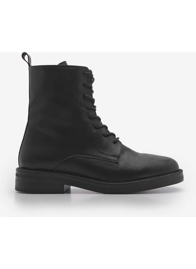 MARJIN Women's Zippered and Laced Casual Combat Boots Manat