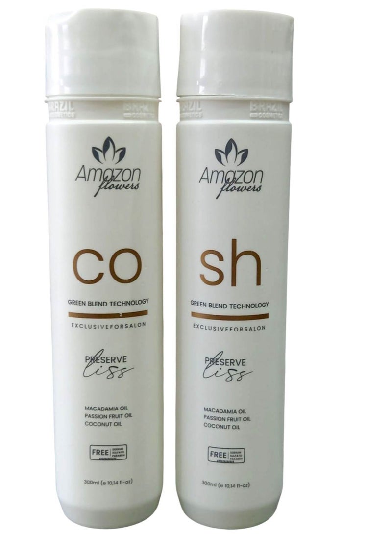 أمازون فلاور شامبو 300 مل وبلسم 300 مل زيت المكاديميا وزيت جوز الهند للشعر الجاف