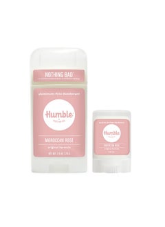 HUMBLE SIMPLE AND TRUE. HUMBLE BRANDS Original Formula Aluminum-free Deodorant. Long Lasting Odor Control with Baking Soda and Essential Oils, Full and Travel Size (Moroccan Rose)  - Image 1