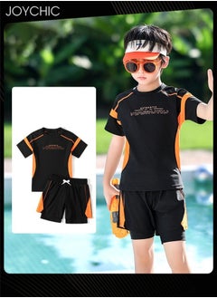 Joychic 2-piece Boys Summer Casual Swimsuits Kids Sun Protection Quick-drying and Breathable Short Sleeved Swimwear Separate Top and Bottom Set  - Image 1