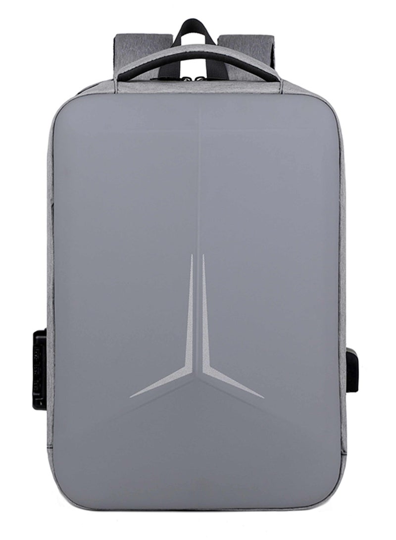 هايك Semi Hard 16-inch Unisex Laptop Backpack with Built in Combination lock and USB/ Headphone Port Daypack for Travel, Office and Business, HK2252-Light Grey - Image 2
