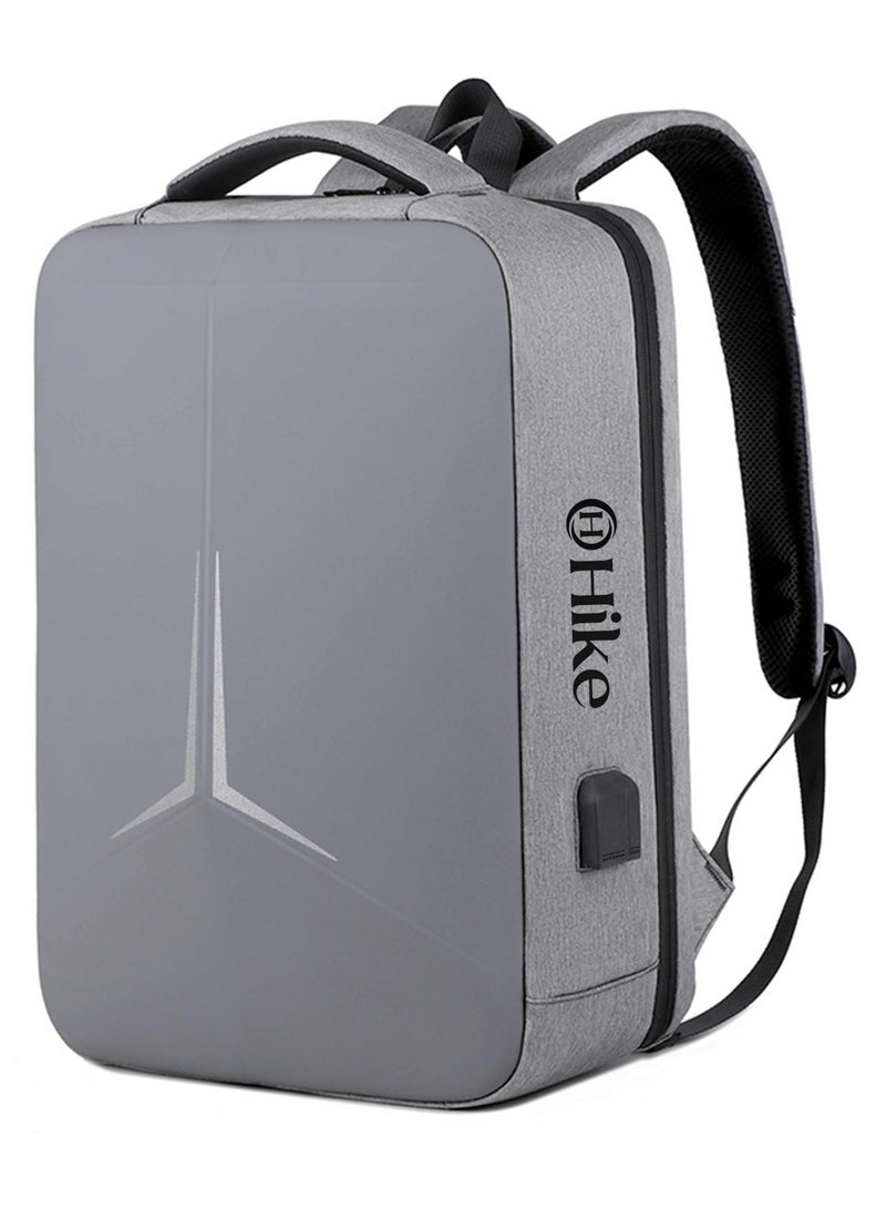 هايك Semi Hard 16-inch Unisex Laptop Backpack with Built in Combination lock and USB/ Headphone Port Daypack for Travel, Office and Business, HK2252-Light Grey - Image 1