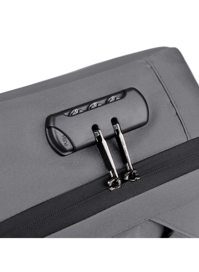 هايك Semi Hard 16-inch Unisex Laptop Backpack with Built in Combination lock and USB/ Headphone Port Daypack for Travel, Office and Business, HK2252-Light Grey - Image 4