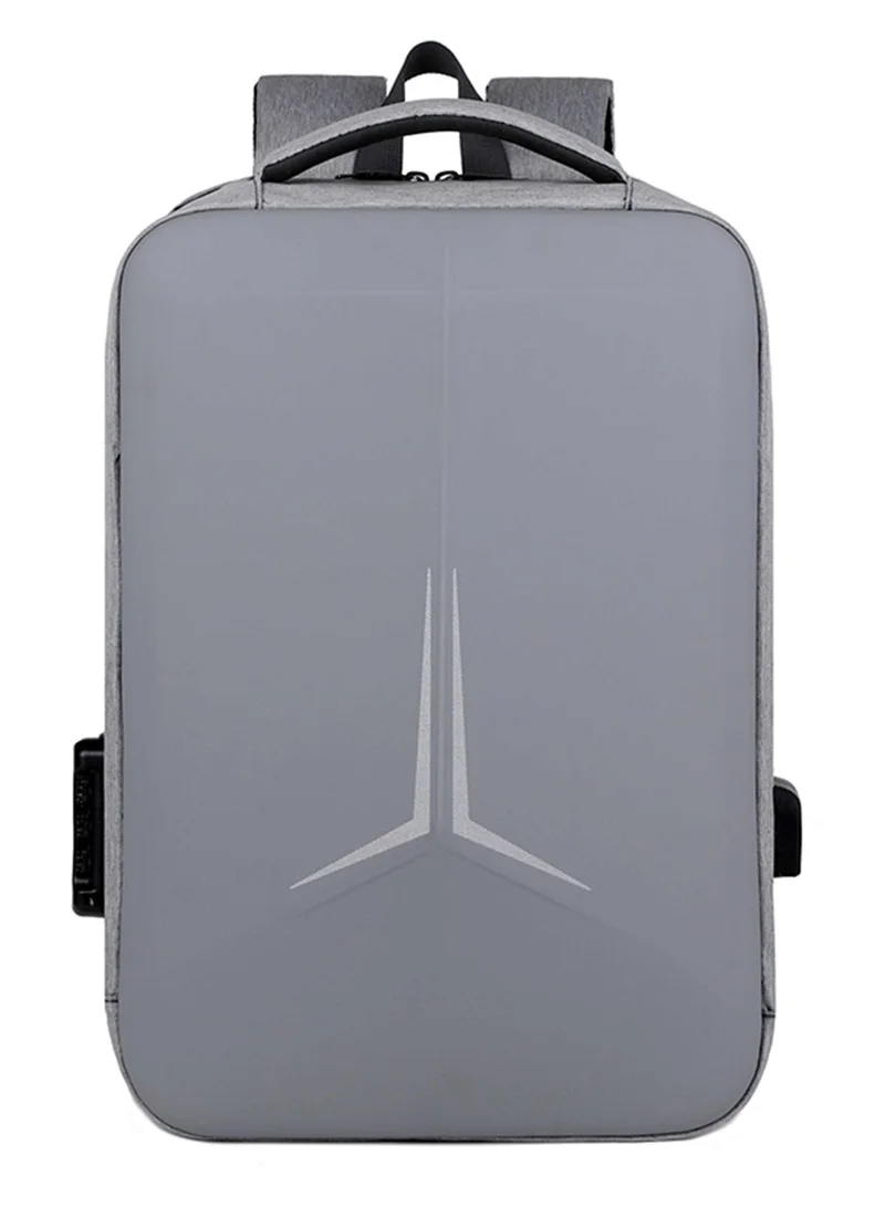 Hike Grey Semi Hard 16-inch Unisex Laptop Backpack with Built in Combination lock and USB/ Headphone Port Daypack for Travel, Office and Business, HK2252, Light Grey for Men | Best Price UAE