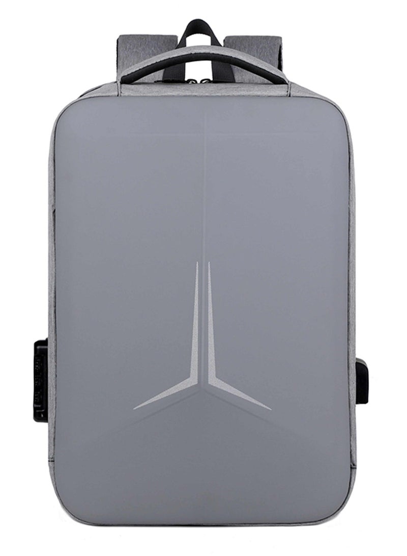 هايك Semi Hard 16-inch Unisex Laptop Backpack with Built in Combination lock and USB/ Headphone Port Daypack for Travel, Office and Business, HK2252-Light Grey - Image 3