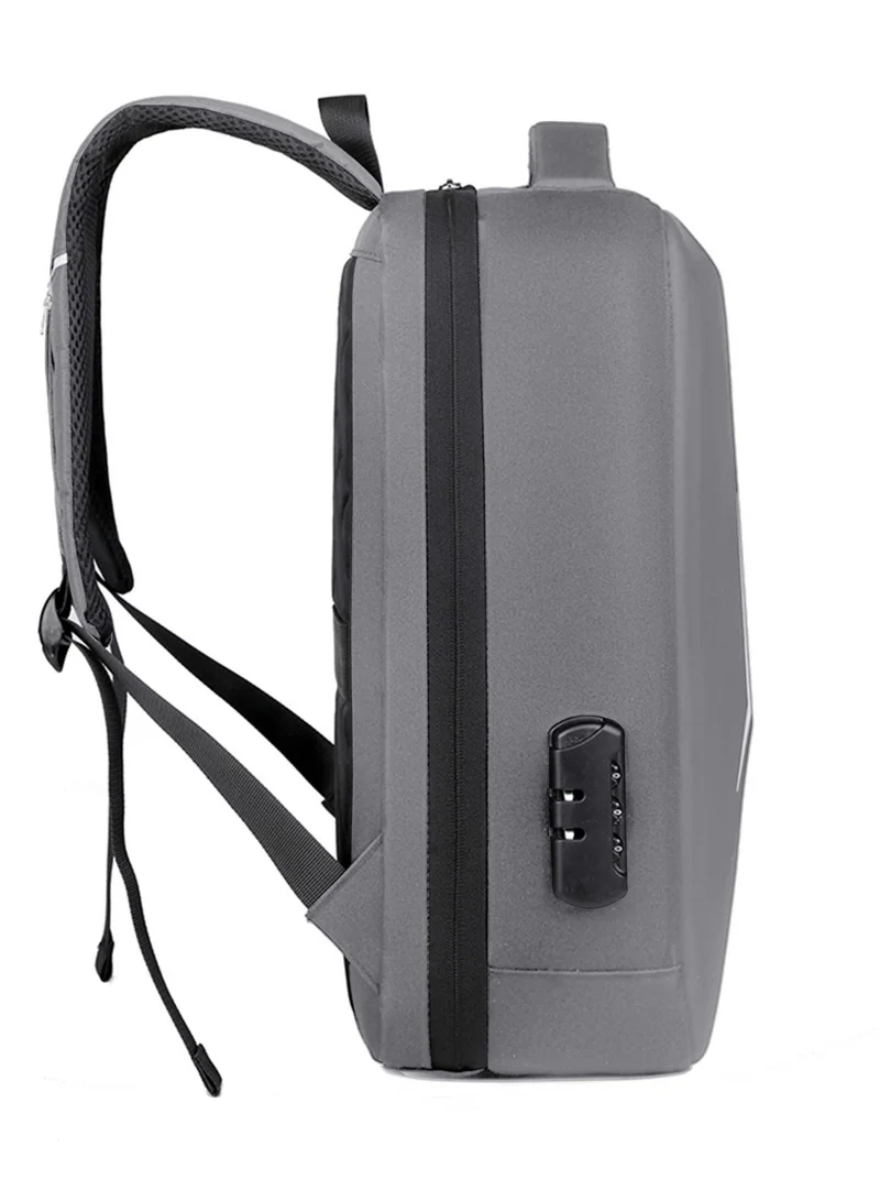 Hike Grey Semi Hard 16-inch Unisex Laptop Backpack with Built in Combination lock and USB/ Headphone Port Daypack for Travel, Office and Business, HK2252, Light Grey for Men | Best Price UAE