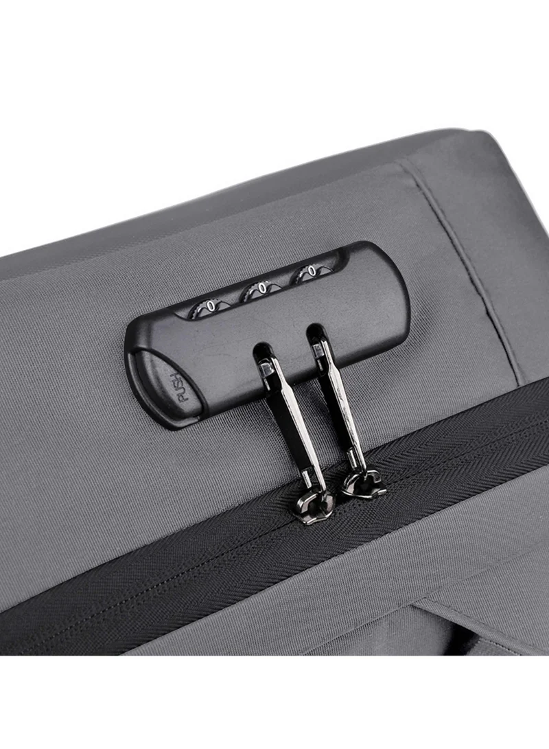 Hike Grey Semi Hard 16-inch Unisex Laptop Backpack with Built in Combination lock and USB/ Headphone Port Daypack for Travel, Office and Business, HK2252, Light Grey for Men | Best Price UAE