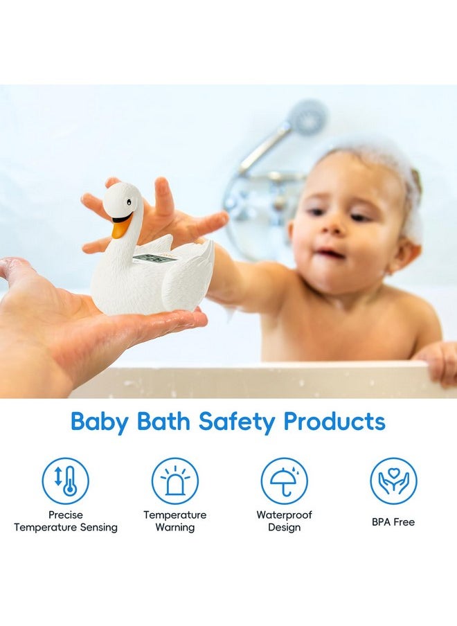 بي&إتش ميزان حرارة حمام الأطفال من بي آند إتش، ميزان حرارة حمام عائم آمن على شكل بجعة بيضاء - شاشة سهلة القراءة - قراءات موثوقة لدرجة الحرارة، مستلزمات الأطفال حديثي الولادة والمستلزمات الأساسية للطفل  - Image 3