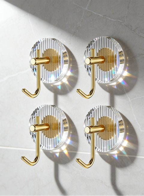 Self Adhesive Hooks,Wall Hooks Acrylic Robe Hooks,Coat Clothes Holder for/Bathroom/Kitchen/Bedroom,Non-Punching and Non-Marking, Advanced hardware hooks 4 pack