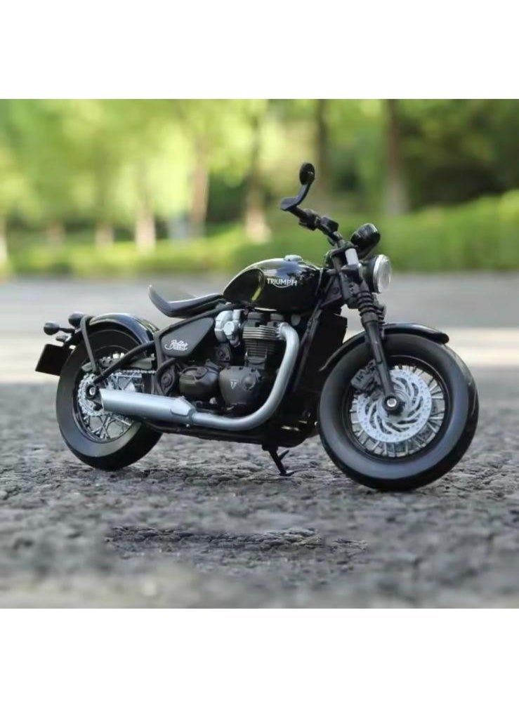 ويلي دراجة نارية من طراز Triumph Bobber Bonneville مصنوعة من المعدن المصبوب بمقياس 1:12 - نموذج لهواة الجمع (أسود) - Image 1