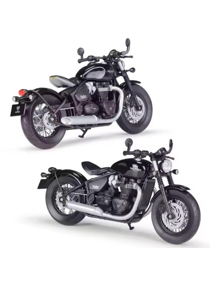 ويلي دراجة نارية من طراز Triumph Bobber Bonneville مصنوعة من المعدن المصبوب بمقياس 1:12 - نموذج لهواة الجمع (أسود) - Image 2