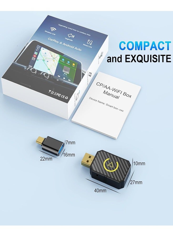 2 in 1 Wireless Carplay Auto Adapter Mini Box with Bluetooth 5.0 and WiFi for Wired CarPlay/Auto Cars - Image 4