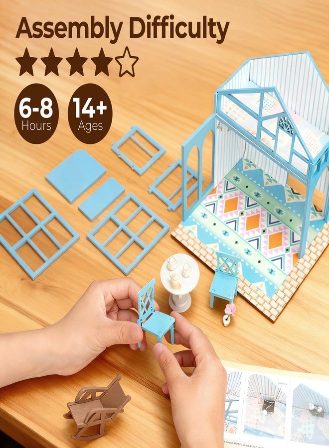 BenBen DIY Miniature House Kit, Mini House Building Kit for Adults, Model Craft Kits with Furniture, Tiny Dollhouse Diorama to Build for Hobbies, Gifts for Family and Friends(Garden Tea House) - Image 3