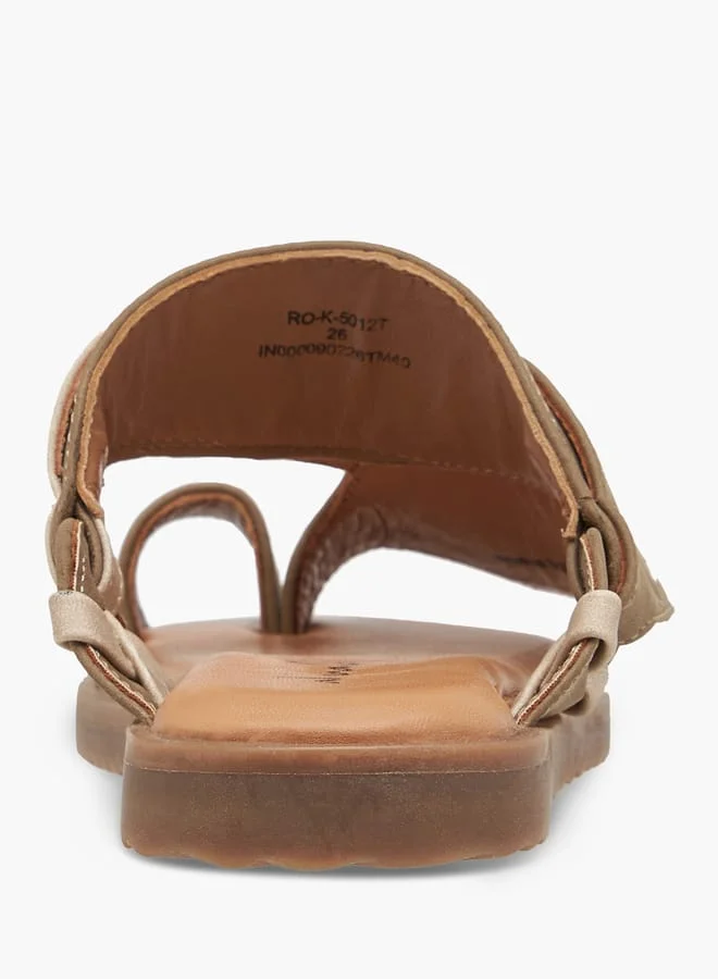 Al Waha Boys Embroidered Slip-On Arabic Sandals with Toe Loop