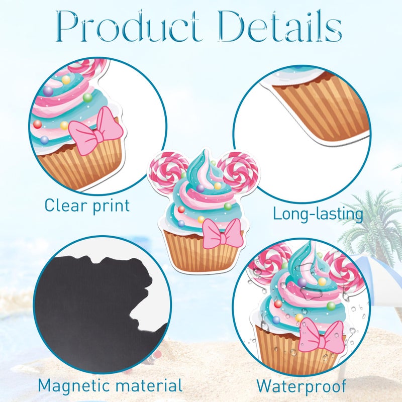 HemerVows 12 Pcs Cruise Door Decorations Magnetic, Sweet Dessert Donut Cupcake Ice Cream Cruise Ship Door Magnets, Fun Candy Themed Magnetic Ship Cabin Signs Fridge Magnets Decor - Image 3