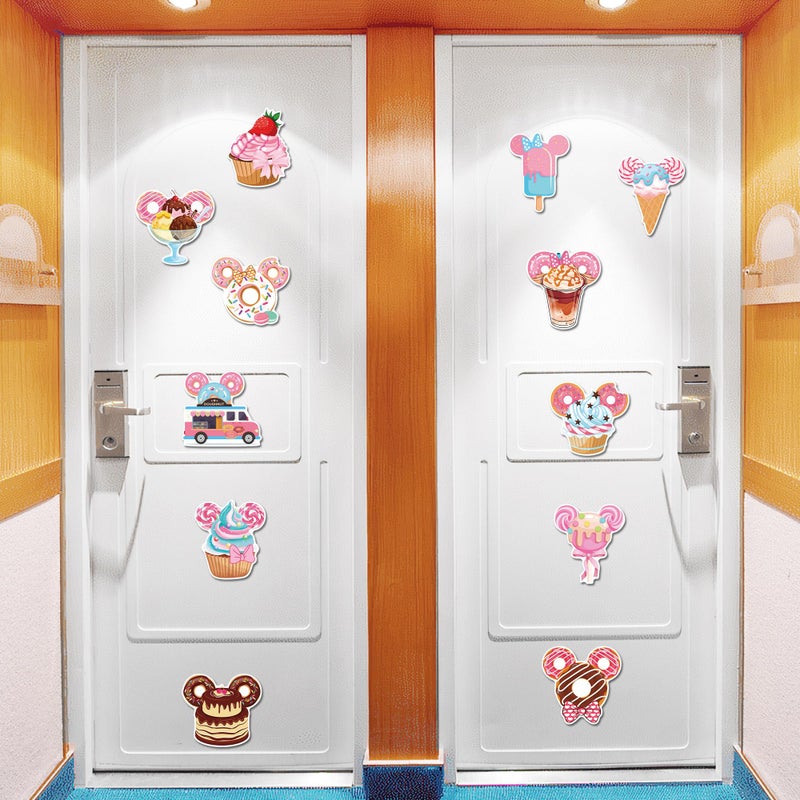 HemerVows 12 Pcs Cruise Door Decorations Magnetic, Sweet Dessert Donut Cupcake Ice Cream Cruise Ship Door Magnets, Fun Candy Themed Magnetic Ship Cabin Signs Fridge Magnets Decor - Image 4