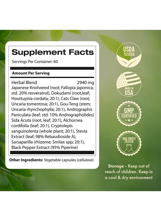Samsara Herbs - Samsara Herbs Tick Immune Support - Japanese Knotweed, Cats claw, Andrographis, Cryptolepis, Sarsaparilla, Resveratrol, Tick Bite Support 240 Capsules - Image 1