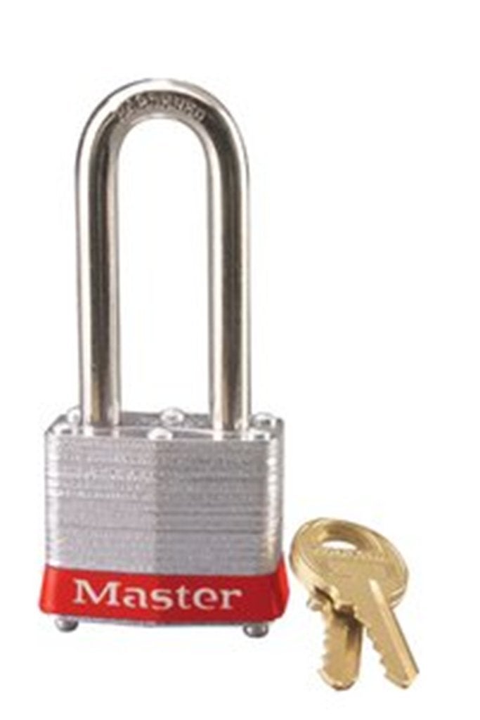 Master Lock Master Lock 3LHRED Safety Lockout Keyed Different Padlock 1916inch Body with 2inch Extra Length Shackle Red Bumper