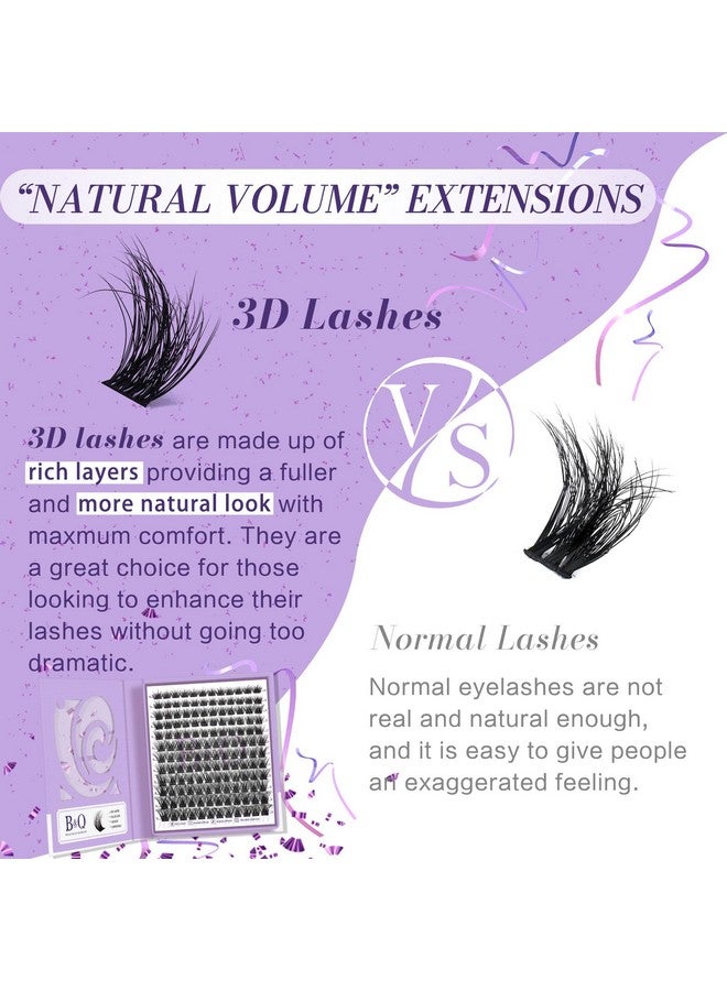 B&qaugen Lash Clusters 144 Pcs Individual Lashes 3D Effect Eyelash Clusters Fluffy Cluster Eyelash Extensions Wispy Eyelashes Natural Look With Long Lasting Curl Cluster Lashes (3D01,10-18Mm) - Image 3