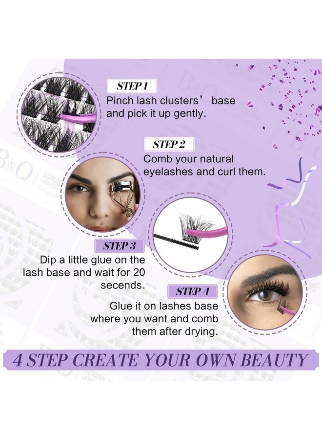 B&qaugen Lash Clusters 144 Pcs Individual Lashes 3D Effect Eyelash Clusters Fluffy Cluster Eyelash Extensions Wispy Eyelashes Natural Look With Long Lasting Curl Cluster Lashes (3D01,10-18Mm) - Image 4