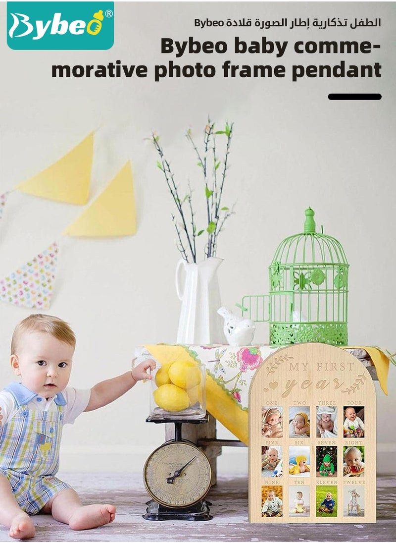 Bybeo 2 Pcs Baby Picture Frame, Baby Keepsake, My First Year Photo Frame Board, Photo Display Wood Board, Milestone Photo Frame for Newborns, Best Gift for Newborn Boys and Girls  - Image 2