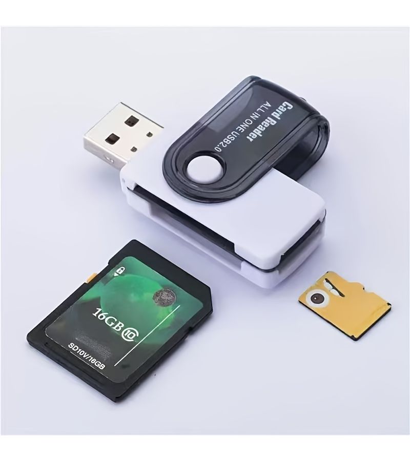 قارئ بطاقات متعدد الوظائف 4 في 1 قابل للدوران، سرعة عالية وقراءة مستقرة، لون أسود - Image 5