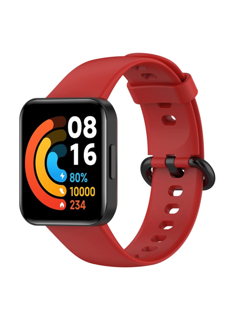 Straps Compatible with Redmi Watch 2 Lite Watch Xiaomi Mi Watch 2 Lite Soft Silicone Band for Men, Women,Red - Image 1