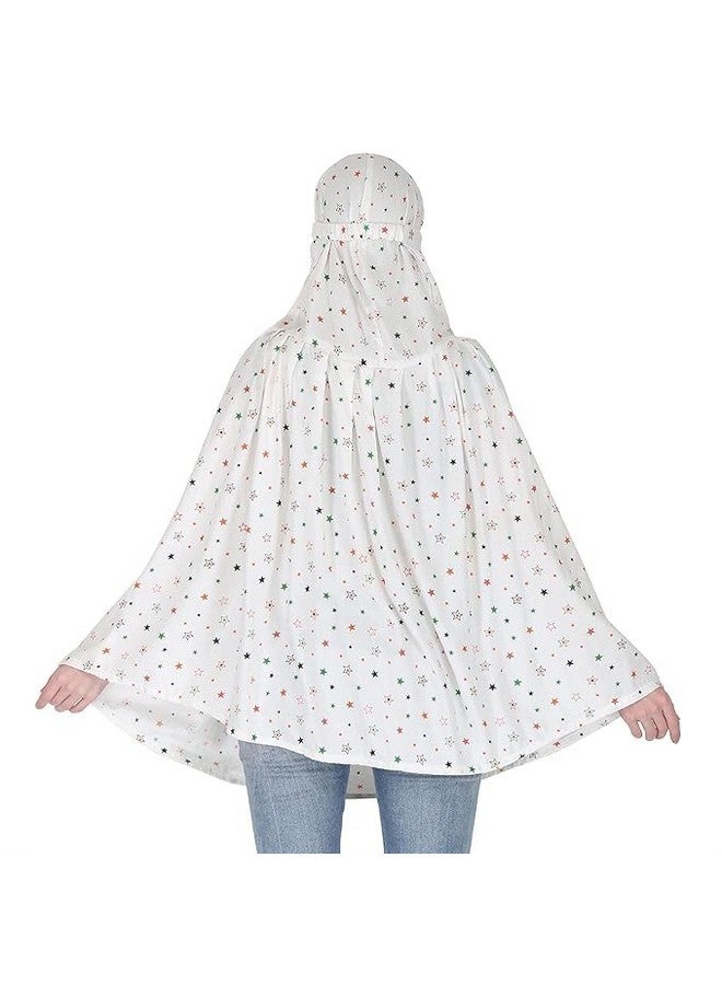 BKQPTL BKQPTL Cotton Long Scarf Cum Mask scarves Usable for vehicle Driver | White Printed Design | Universal Size | For Girl & Women | Breathable Sun Protection Light Weight (White - Scarf_star_A, Free) - Image 5