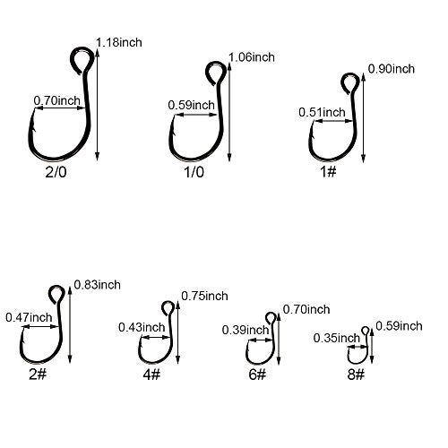 Laxygo 30pcs/Pack Inline Single Hooks Single Replacement Hooks for Fishing Baits Lures 2/0 1/0 1# 2# 4# 6# 8# (2#-30pcs) - Image 2