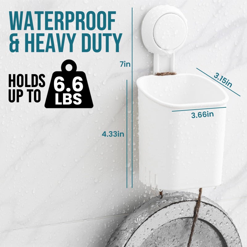 TAILI Suction Toothbrush Holder for Shower Wall, No Nail, No Glue, No Tool! Self-draining Shower Cup for Razor, Toothpaste, Kitchen Tableware, Strong Suction Cup Toothbrush Holders for Bathroom, White - Image 3