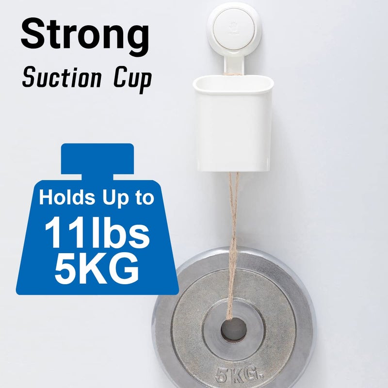 TAILI Suction Toothbrush Holder for Shower Wall, No Nail, No Glue, No Tool! Self-draining Shower Cup for Razor, Toothpaste, Kitchen Tableware, Strong Suction Cup Toothbrush Holders for Bathroom, White - Image 4