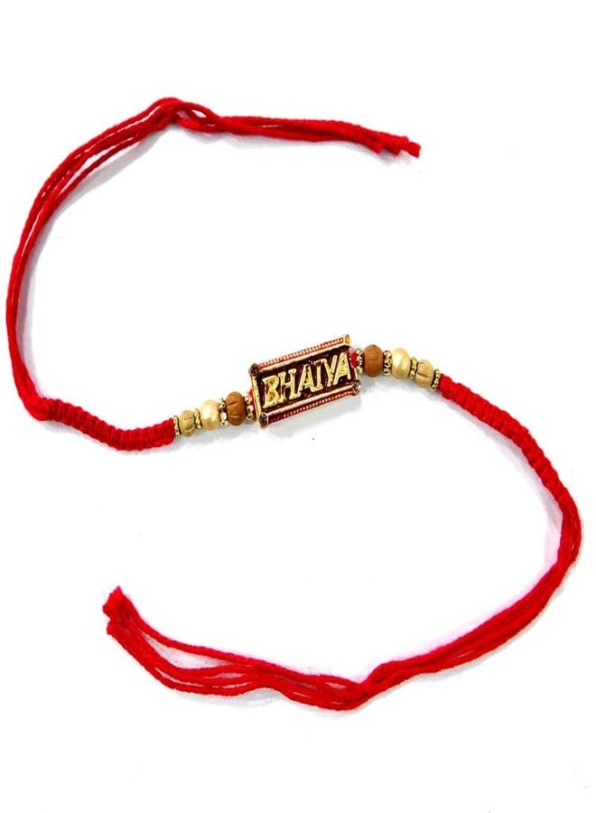 UPHARKARO Bhaiya Rakhi الأنيق المصنوع يدويًا مع Rudraksha ولمسات ذهبية - Image 4