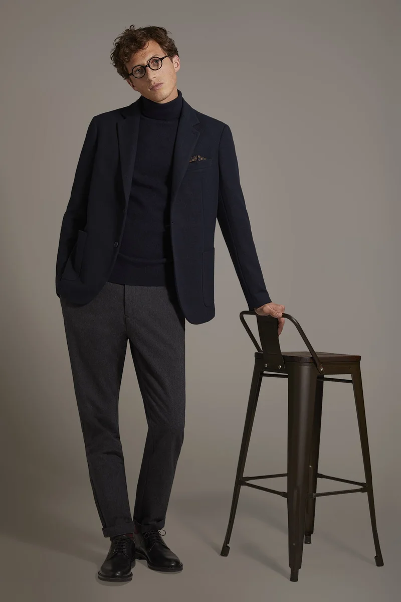 Doppelganger Blue Single-breasted jersey jacket - DK Blue for Men | Best Price UAE