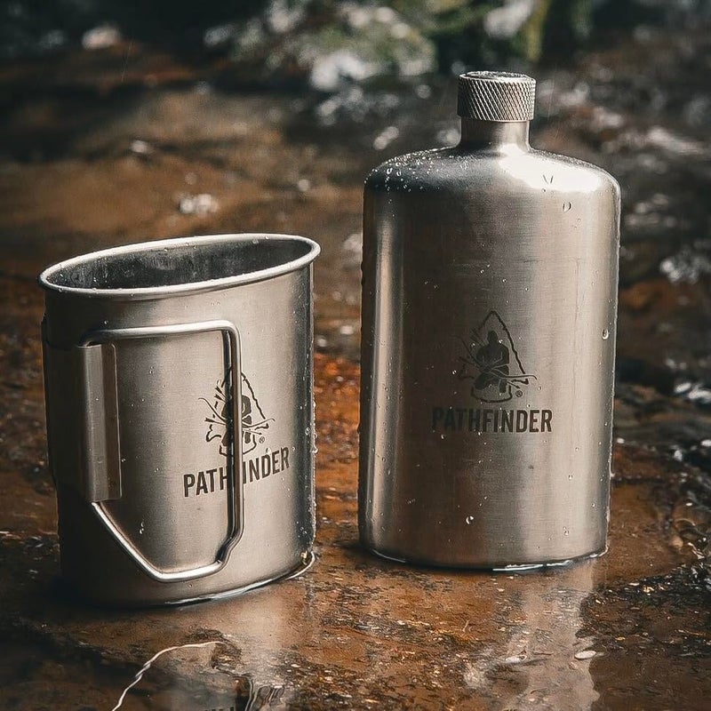 The Pathfinder School Stainless Steel Nesting Cup & M34 Scout Canteen - Survival Gear and Supplies - Bushcraft Gear Camping Essentials - Hiking Water Bottle - Camping Canteen- Backpacking Kit - Image 4