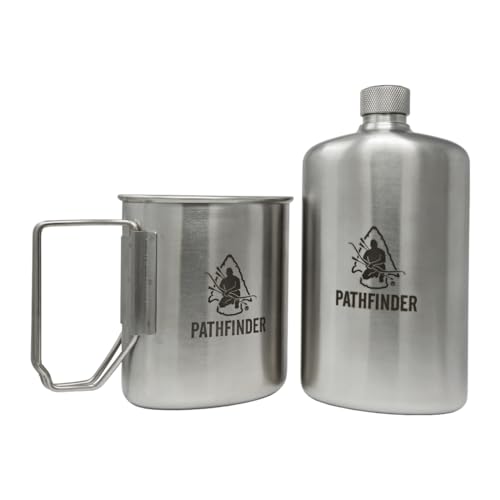 The Pathfinder School Stainless Steel Nesting Cup & M34 Scout Canteen - Survival Gear and Supplies - Bushcraft Gear Camping Essentials - Hiking Water Bottle - Camping Canteen- Backpacking Kit - Image 1