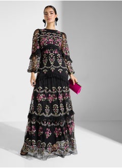 Maya All Over Embroidered  Maxi Dress With Ruffles  - Image 4