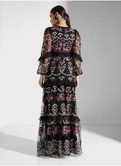 Maya All Over Embroidered  Maxi Dress With Ruffles  - Image 2