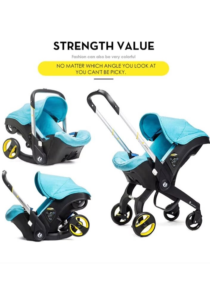 MOCOM - 2-in-1 Baby Car Seat & Stroller Combo – Instant Convertible Travel System for Newborns to Toddlers | Ultra-Lightweight Rust-Free Aluminum Frame | Ergonomic Support with Side-Impact Protection | UPF 50+ Sun & Water-Resistant Canopy | Airplane & Public Transport Friendly | Compact, Space-Saving Design for Hassle-Free Travel | Stylish Modern Look with Charcoal Frame & Bold Colors - Image 1