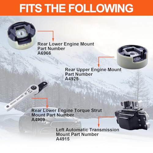 TeukRiGa Engine Motor Mount Compatible with Volkswagen Cc 2009-2012/Jetta 2013-2016/Passat 2006-2010/Passat 2012-2016/Passat Cc 2009-2012,Replacement for A4925 A6966 A4915 A4909 - Image 3