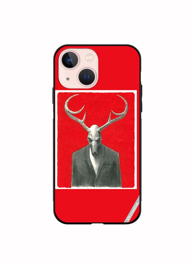 VR CREATIVE Protective Case Cover For Apple iPhone 13 The Deer Skull In A Costume Red Design Multicolour - Image 1