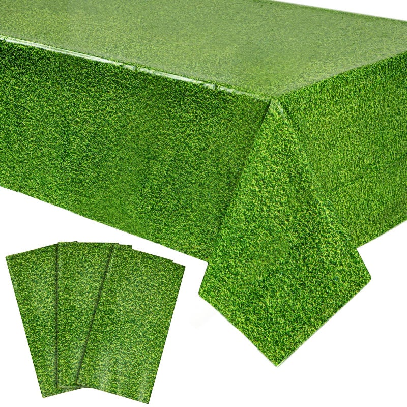 Sparkle and Bash Sparkle and Bash 3 Pack Green Grass Plastic Tablecloths 54 x 108 in for Golf Party or Hole in One Birthday Table Covers  Decorations  Plastic Tablecloth  Table Cover 
