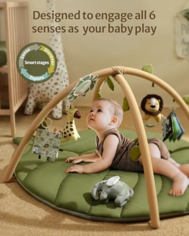 Blissful Diary Shell Baby Play Gym Mat, Softer & Enlarged Tummy Time Mat w 6 Detachable Toys for Sensory & Motor Skill Development, Activity Mat for Newborn Essentials Shower Gift, Boho Ocean Theme - Image 3